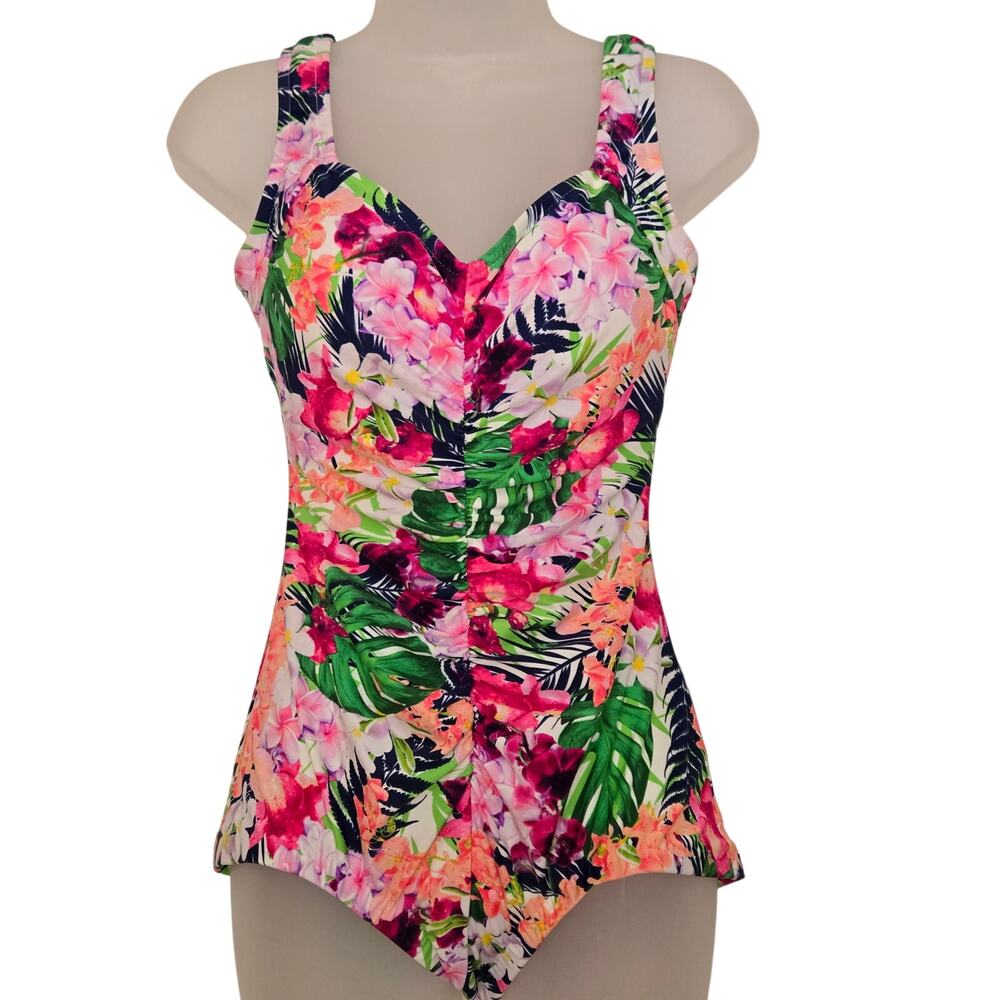Maxine Of Hollywood Womens Slimming One Piece Swimsuit Size 8 Pink Floral